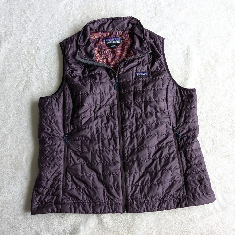 Patagonia Nano Puff Vest Womens XXL Purple Quilted Insulated Full Zip Puffer